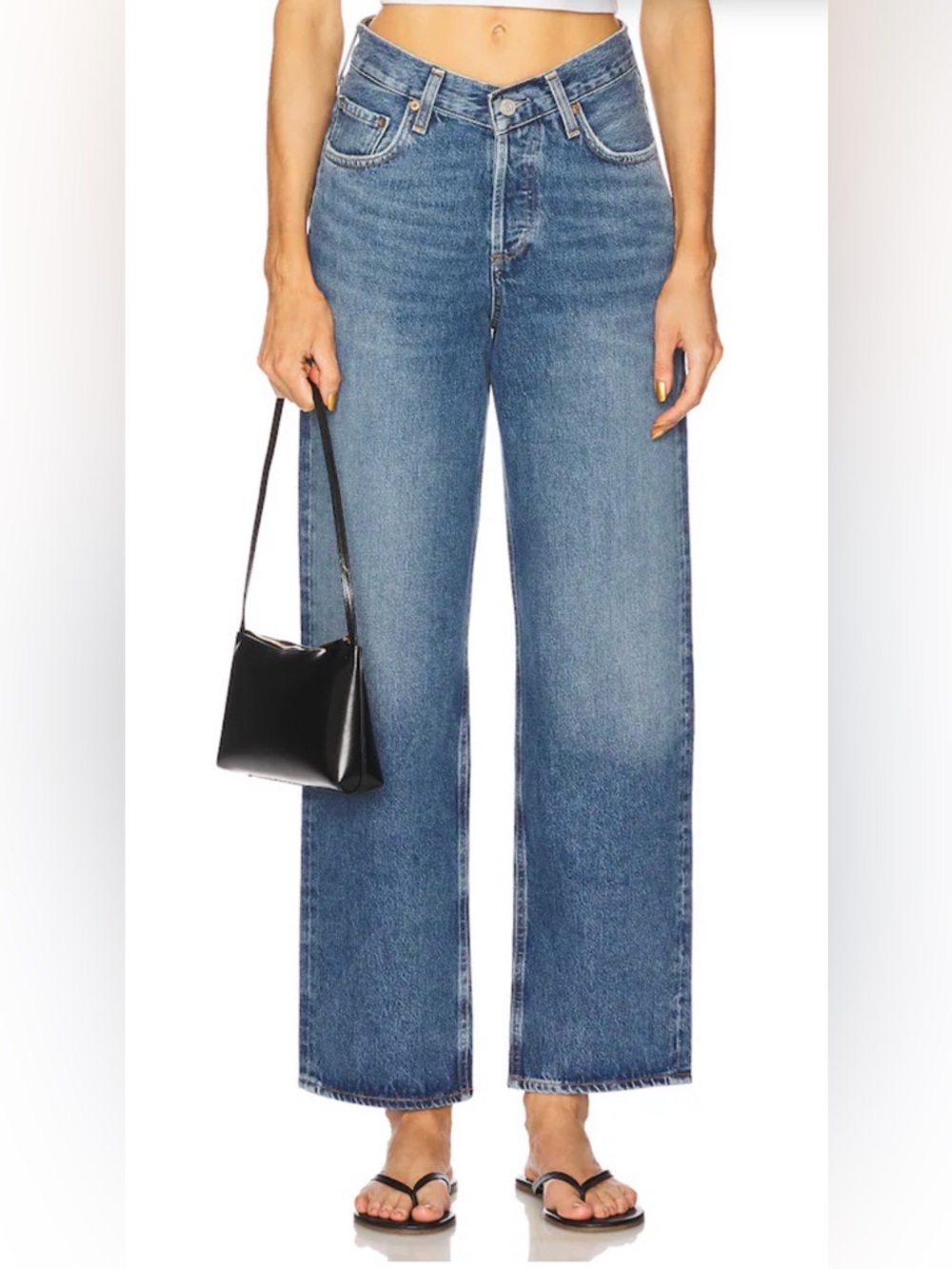 $248 Agolde V waist Mid-Rise straight Leg Women's Jeans in Medium Blue 27 x 32